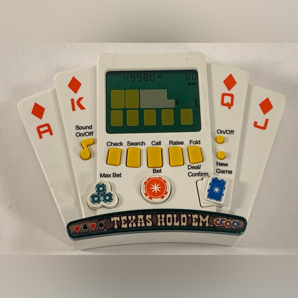 MGA Texas Hold Em Poker Handheld Electronic Game NEW BATTERIES- TESTED